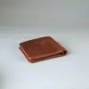 Slim leather bifold with hand-stitching open slots