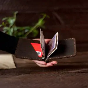 Chocolate Leather Money Clip Wallet | Slim & Handmade