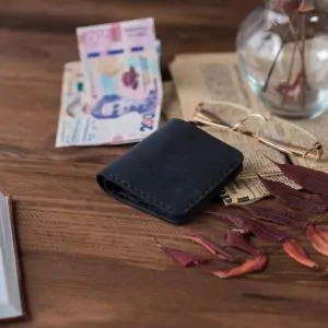 Navy Blue Bifold Wallet | Handmade Minimalist Leather