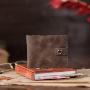 Asbruin Lederen Bifold Portemonnee | Leer