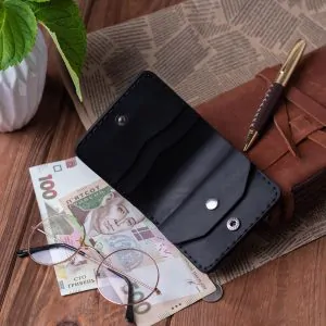 Klassieke Zwarte Bifold Portemonnee | Leer