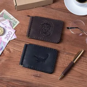 Embossed Leather Money Clip Wallet | Textured & Slim