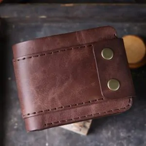 Ash Brown Leather Dual Snap Wallet | Handmade Security