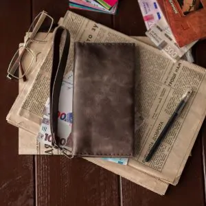 Brown Leather Long Wallet | Slim Travel Organizer