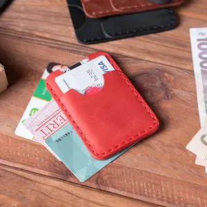 Minimalist Red Leather Card Holder