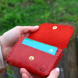 Red Leather Cardholder | Handmade Slim Wallet