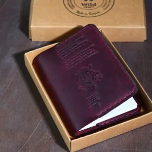 Burgundy Leather Passport Cover | Handmade Leather Case
